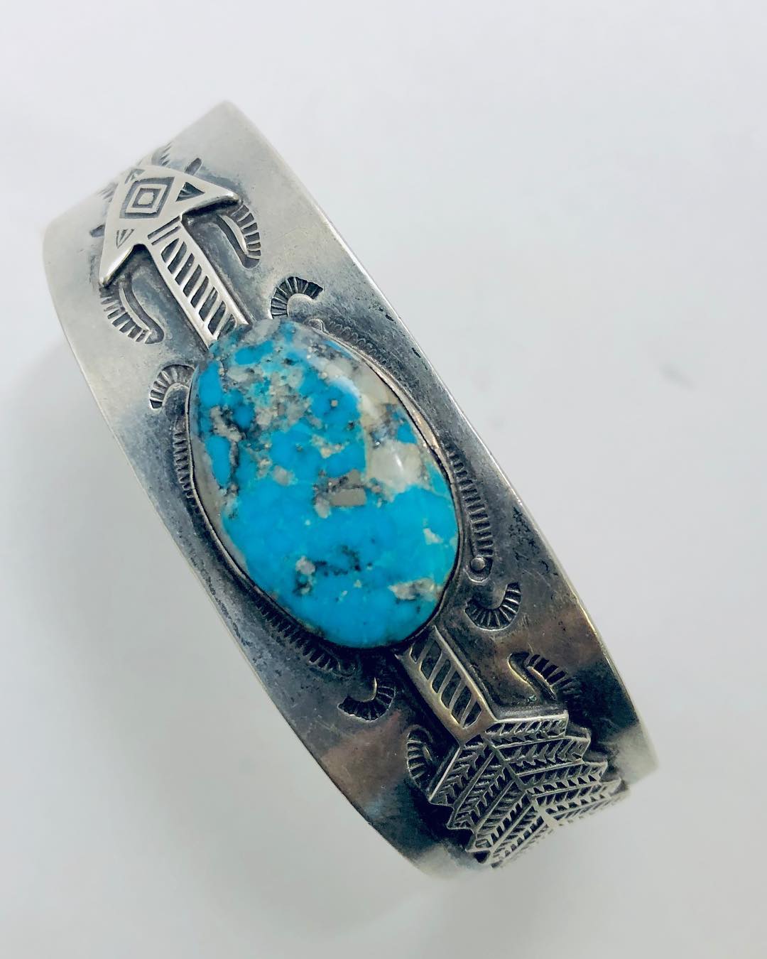 Vintage Native silver bracelet with turquoise